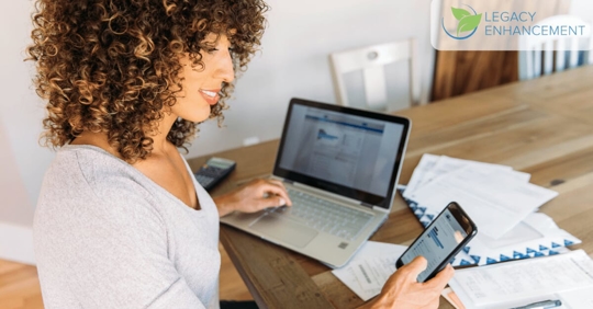 woman checking finances