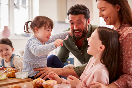 happy family baking with their children